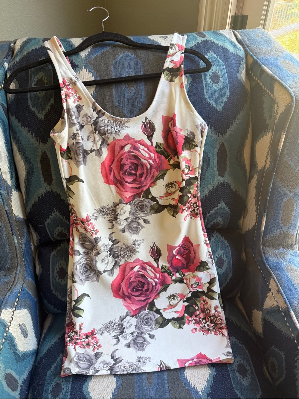 Joe & Elle White Mini Dress with Pink Rose Print